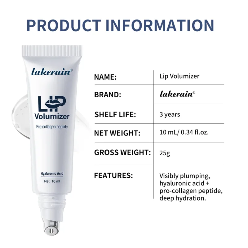 Lakerain Asam Hyaluronic Bibir Instan Menepuk Bibir Minyak Garis Bibir Pengurangan Perawatan Bibir Esensi Lip Gloss Wanita Pelembab Warna Bibir — image 6