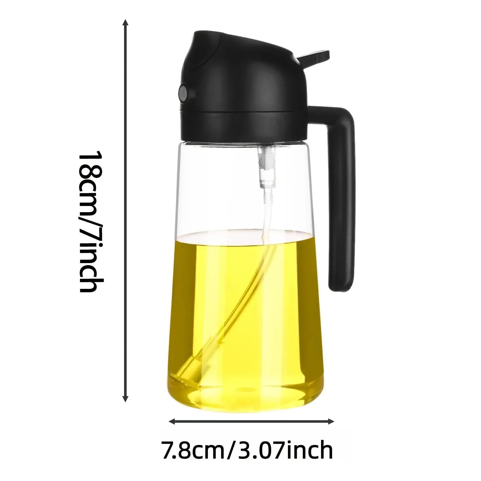 470ml 2-in-1 oil can and injector olive oil pour suitable for cooking air fryer salad barbecue (white) — image 7