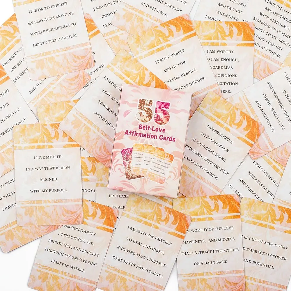 55pcs Self-Love Affirmation Card Set Positive Mental Health Quotes Board Game for Emotional Support And Healing Growth Self-Care — image 6