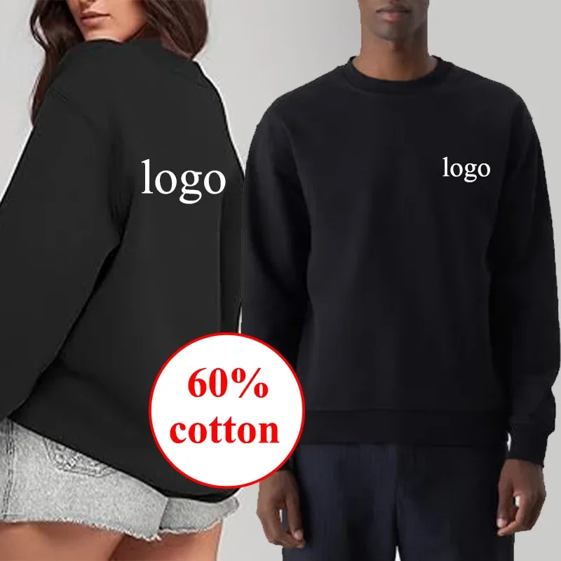 Customized Round Neck 60% Cotton Hoodies Men Fashion Printed Loose Long Sleeve Pullover Women Personality Streetwear Sweatshirts — image 2