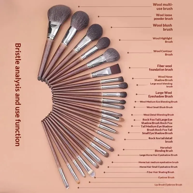 26Pcs Professional Makeup Brushes Set Animal Hair Foundation Eyeshadow Blending Blush Powder Brushes Cosmetic Tools Kit — image 5