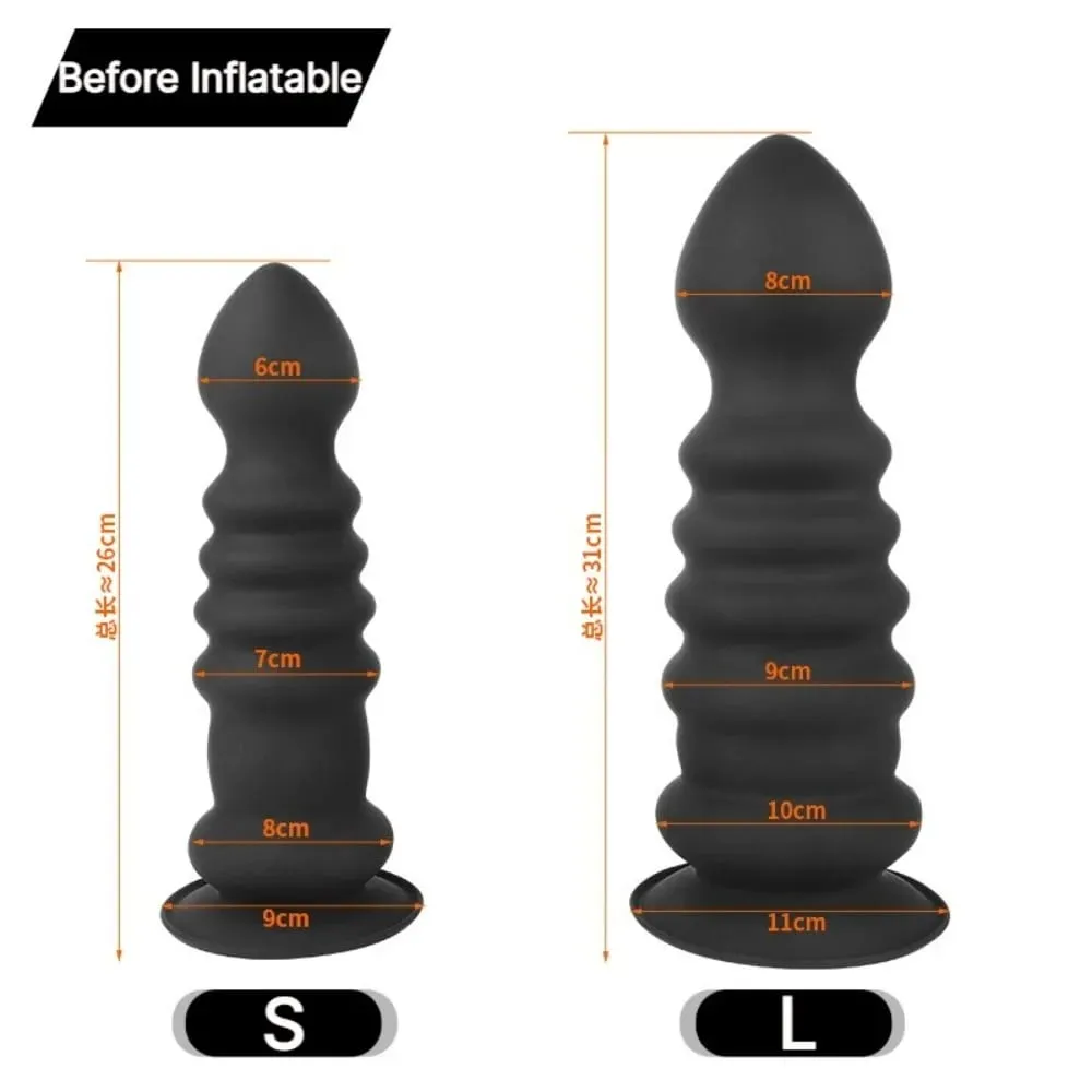 Huge Inflatable Anal Plug with Suction Cup Silicone Big Butt Plug Anus Expansion Stimulator Prostate Massage Anal Sex Toys