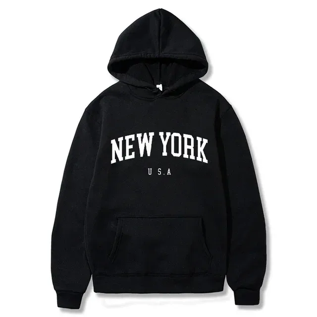 Women New York U.S.A City Hoodies Fashion Letter Printed Graphic Sweatshirts Loose CasuaMen l Harajuku Hooded Pullover Sportwear — image 1