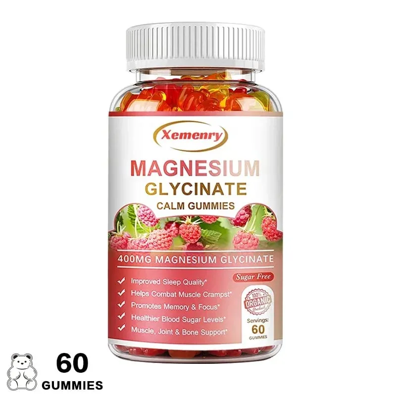 Γλυκινικό μαγνήσιο Gummies Calm Ανακουφίζει από το στρες Υποστήριξη ύπνου Υποστήριξη Μνήμης Συγκέντρωση και μυϊκοί σπασμοί