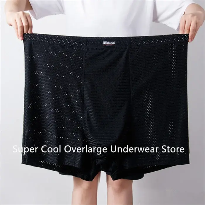 Summer Mesh Boxers For Men 200KG Plus Size 13XL 12XL Underpants Male Panties High Waist 10XL Underwear Oversized Ice Silk Shorts — image 4
