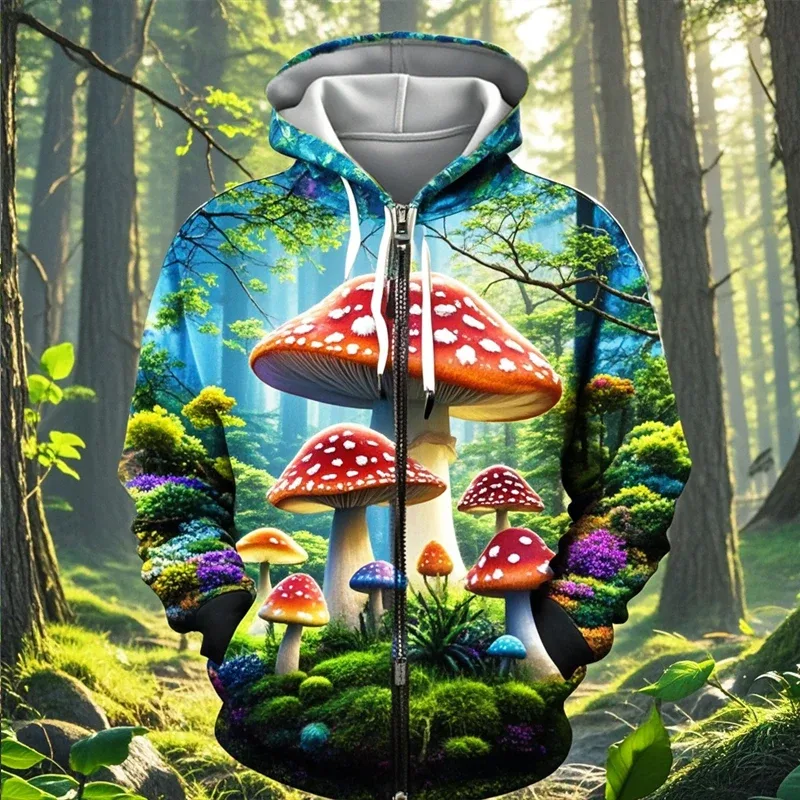 Mushroom 3D Print Zipper Hoodie Men Women Casual Fashion Hooded Sweatshirts Male Oversized Tracksuit Hoodies Man Coat Clothing — image 16