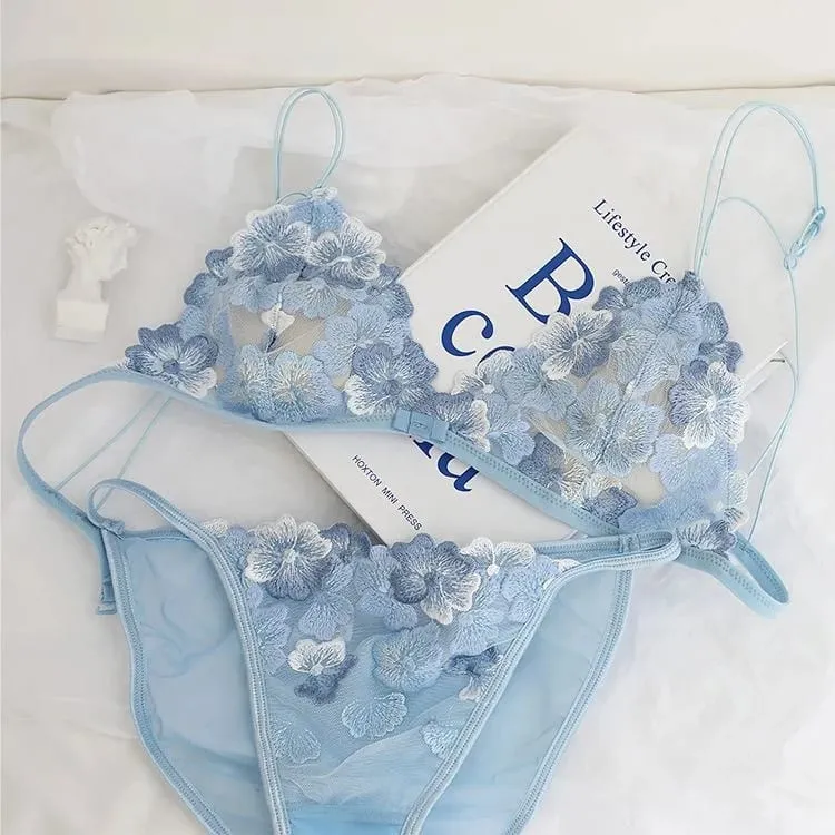 Ultra Thin Bralette for Small Bust Women French Lace Embroidery Wireless Comfort Sexy Back Beauty Everyday Bra Set BANERDANNI — image 9