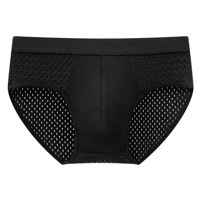 Solide Männer Sommer Eis Seide Unterwäsche Boxershorts Slips Atmungsaktive Unterwäsche Bambus Carbon Faser Anti-Bakterielle Hohl Höschen