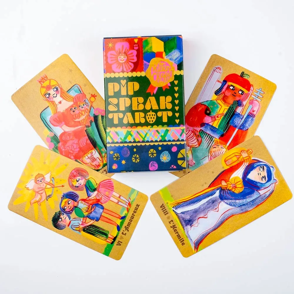 Pipspeak Tarot 10.3*6sm Dek 78 kad gaya Marseille yang Menarik Merangkul Dunia Pembacaan Pip yang Aneh