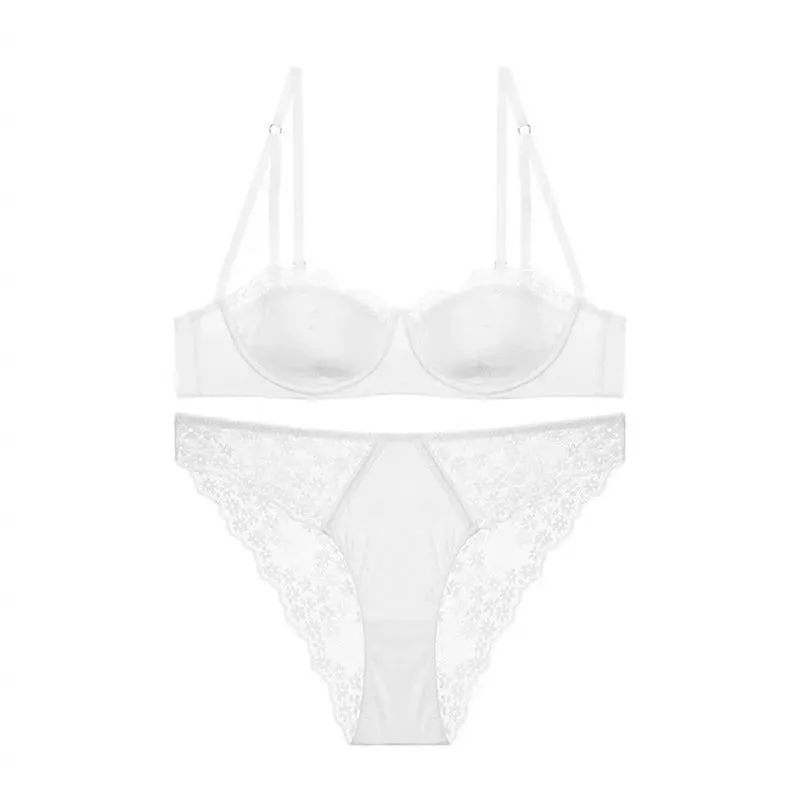 トップトレンドのセクシーなランジェリーブラセットレースデミカッププッシュアップ薄型アンダーワイヤーたるみ防止ギャザー脂肪脇の下ミニマイザーデイリーセット用 — image 10