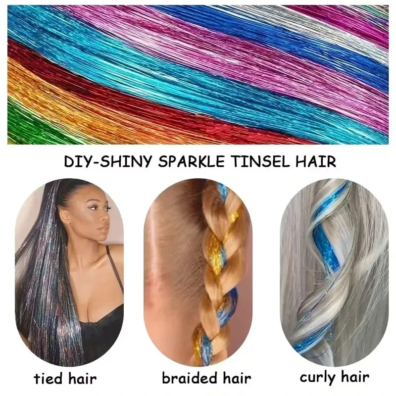 24Inch Synthetic 3pcs/set Long Straight Clip in Hair Extensions Highlights Colored Party Multi-Colors Hairpieces for Women Daily