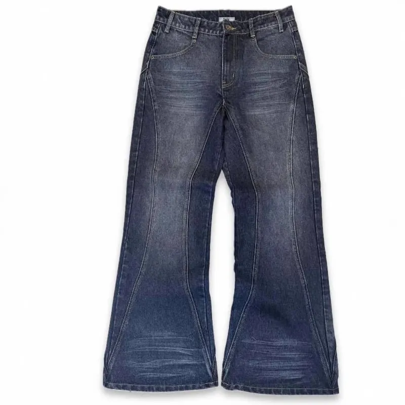 Mens Jeans Harajuku Vintage Streetwear Embroidery Hip Hop Denim Pants Washed Distressed Straight Leg Loose Fit Casual Unisex New — image 3