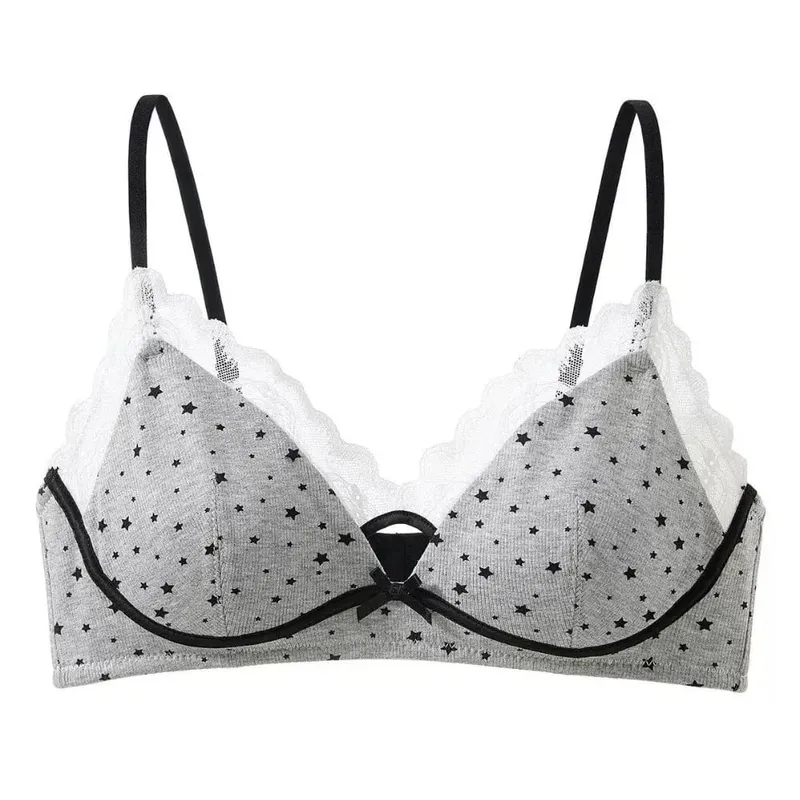 Women No Underwire Bra Set Soft Support Push‑Up For Small Bust Prevent Sagging & Side Spread Sweet Girly Style Lingerie 32‑38 — image 5