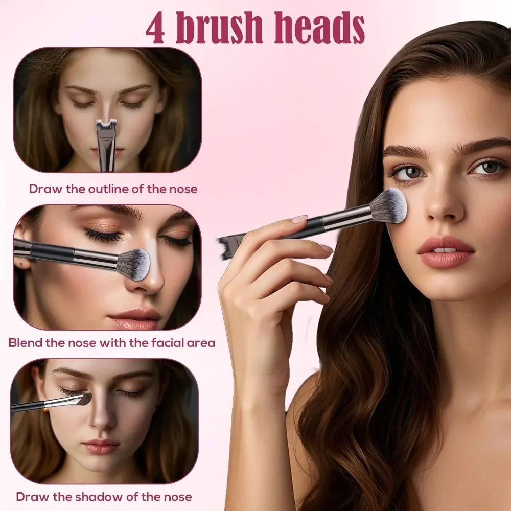 Professional 3/1Pcs Nose Contour Brushes 2 in 1 Makeup Brushes Set Dual Head Powder Blush Eyeshadow Contour Brush Beauty Tools — image 4
