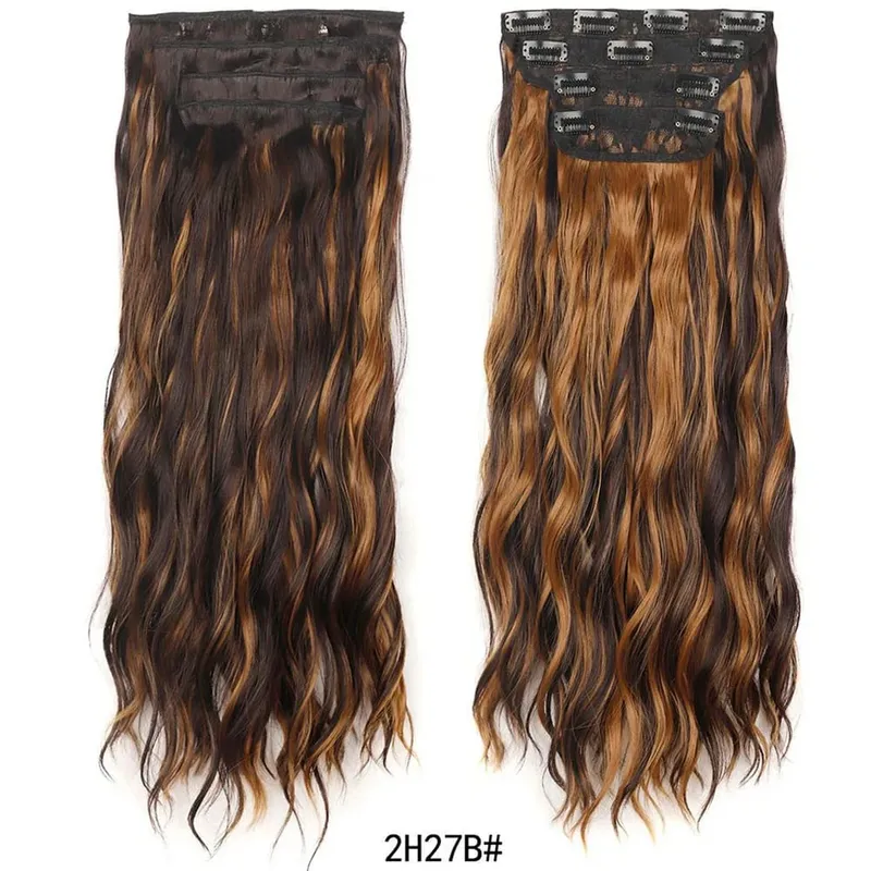 Jeedou Clip in Hair Extensions 4Piece/Set Synthetic Long Wavy Thick Hair Bouncy Curly Full Head Hairpiece Natural Looking — image 8