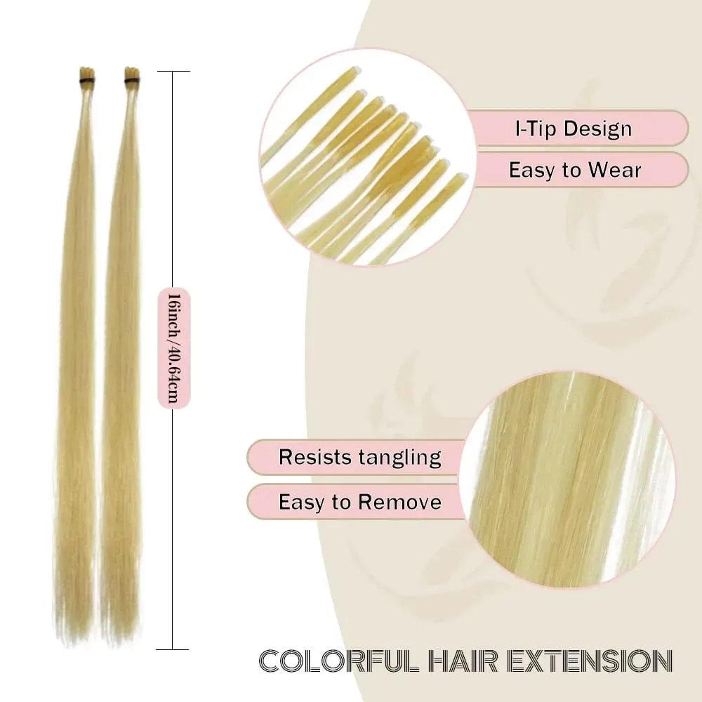 20roots 16inch I-tip Fusion colorful Synthetic Hair Extensions with crochet hook and ring Y2K style — image 4