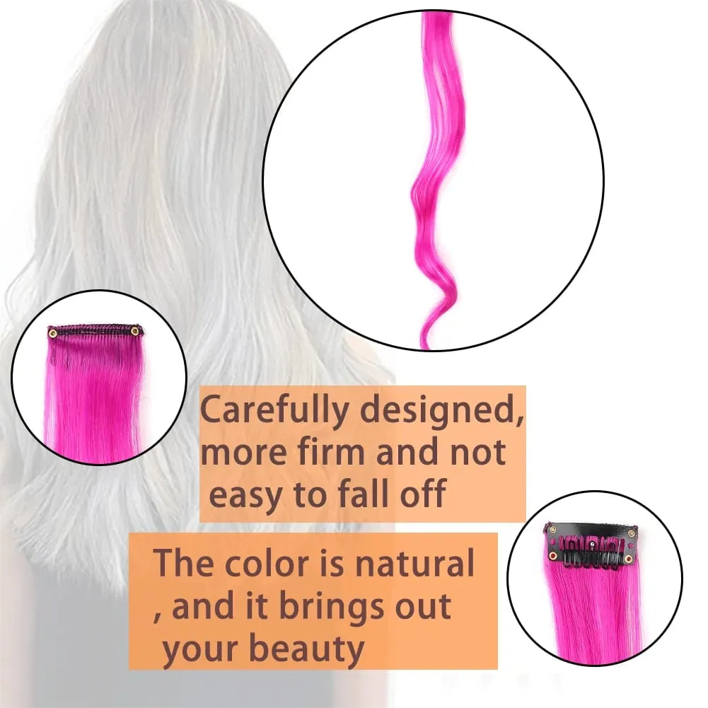 20 Inch Colourful Curly Wavy Party Highlights Clip in Synthetic Hairpieces 8 Pack Curly Colored Hair Extensions for Women — image 4
