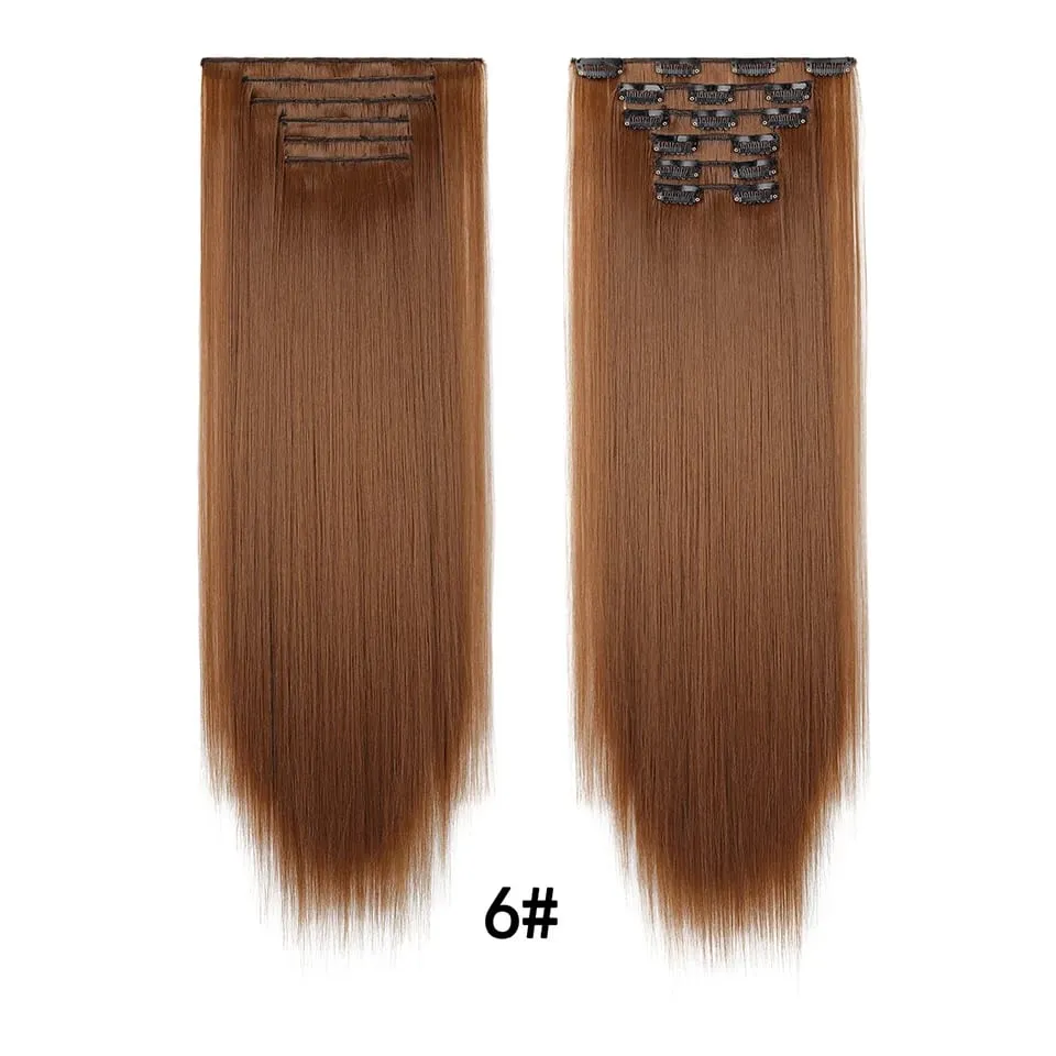 24Inch Clip in Hair Extensions Invisible Synthetic Extension 6PCS Long Straight Heat Resistant Clips on Hairpieces for Women — image 14