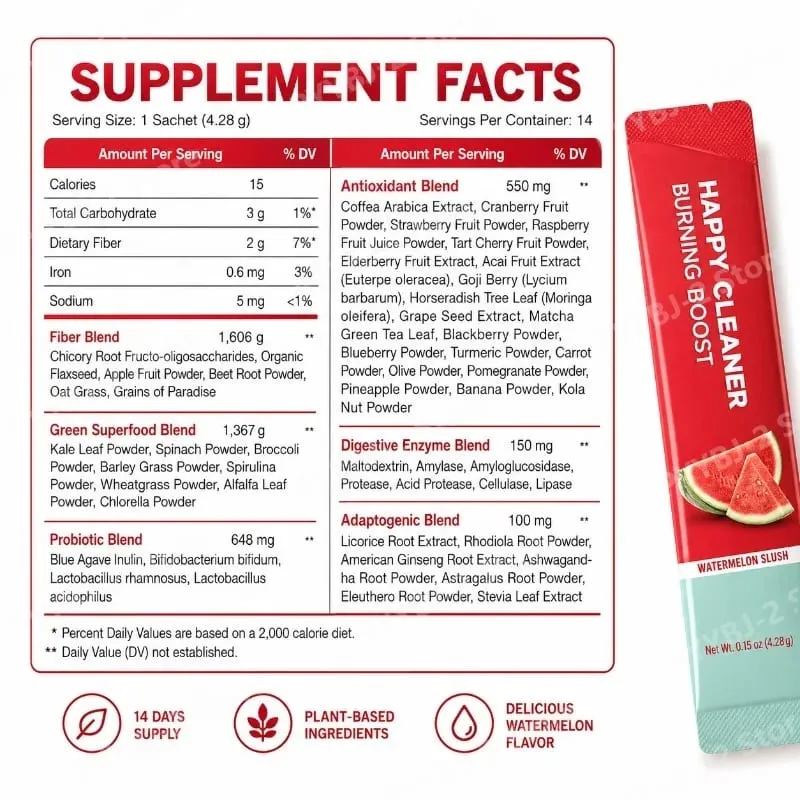 Poudre d'électrolytes saveur pastèque/fraise avec probiotiques et enzymes digestives pour maintenir la santé digestive et réduire les ballonnements — image 2