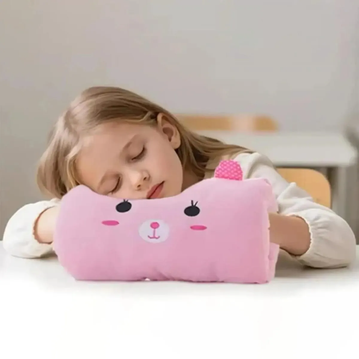Bunny Shape Hand Muff Arm Pillow Pink Hand Warmer Pillow For Kids Classroom Travel Napping Winter School Home Cold Weather