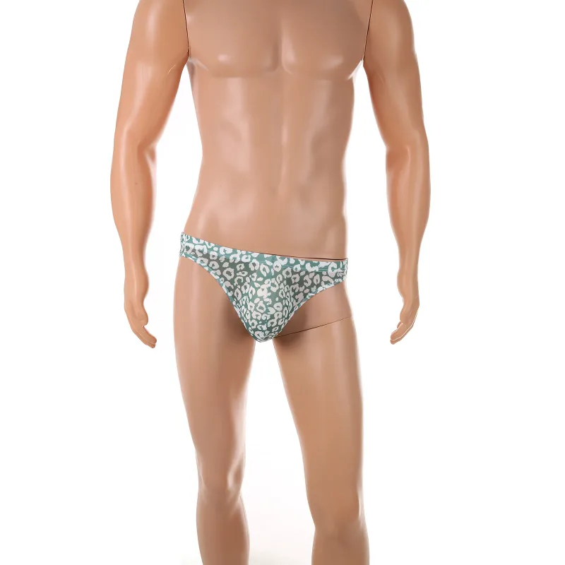 Men Sexy Briefs Underwear Mesh Sheer Ultra-Thin Underpants Big Penis Pouch See Through Panties Leopard Bikini — image 17