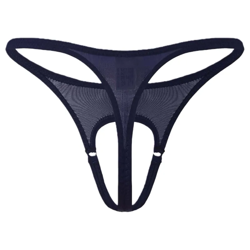 Sexy Men Underwear Thongs with Front Open Pouch Low Rise Fit High Elastic Stretch for Club Party 95%Polyester+5%Spandex