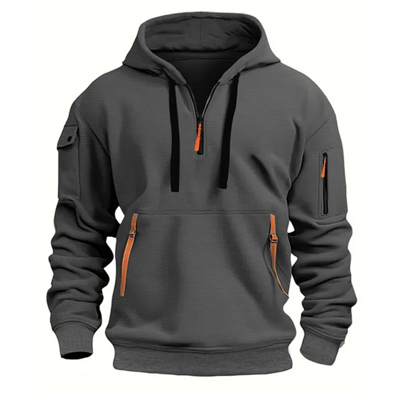 Men's Hoodie Multi Pocket Zipper Casual Sports Hoodie Men/Women Plus Size Loose Pullover Fashion Sweatshirt Long-Sleeve tops — image 5