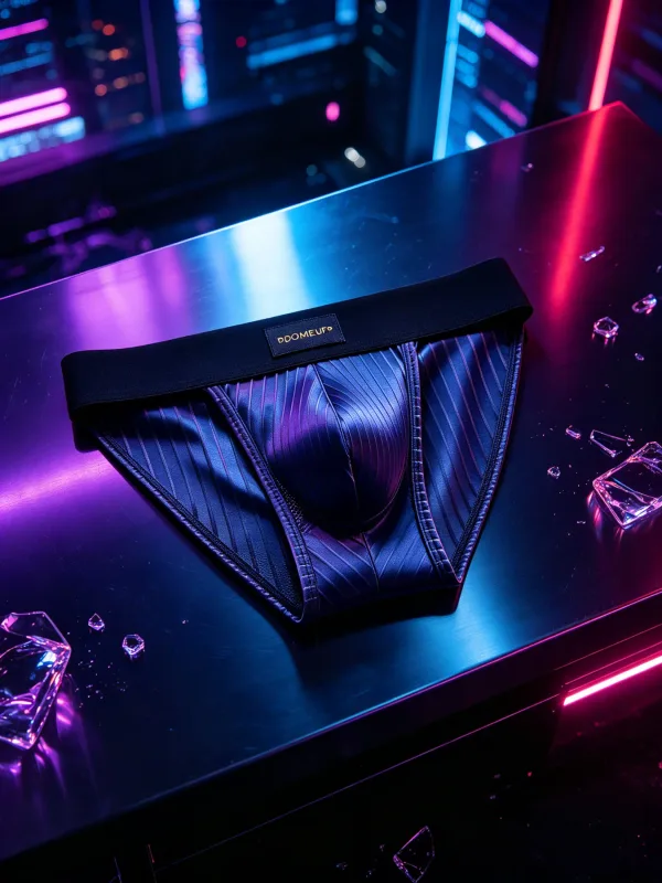 3PCS Men's 3D Pouch Briefs Vertical Stripe Satin Mesh Combo High Elastic Waist Simple Fashion Home Daily Underwear — image 5