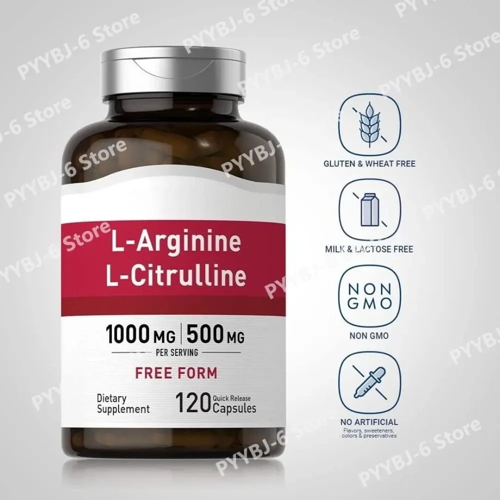 L-Arginine L-Citrulline Capsules 1000mg/500mg Free Form Amino Acid Supplement for Fitness Support & Active Lifestyle 120 Ct — image 5
