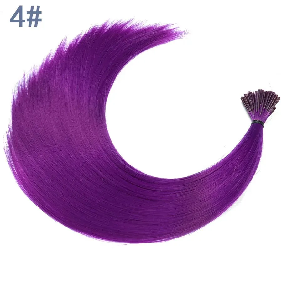 Extensiones de cabello en barra I-Tip de color sintético, 50 hebras por paquete, pelo liso de 16 pulgadas para mujeres, postizos de fibra de alta temperatura — image 12