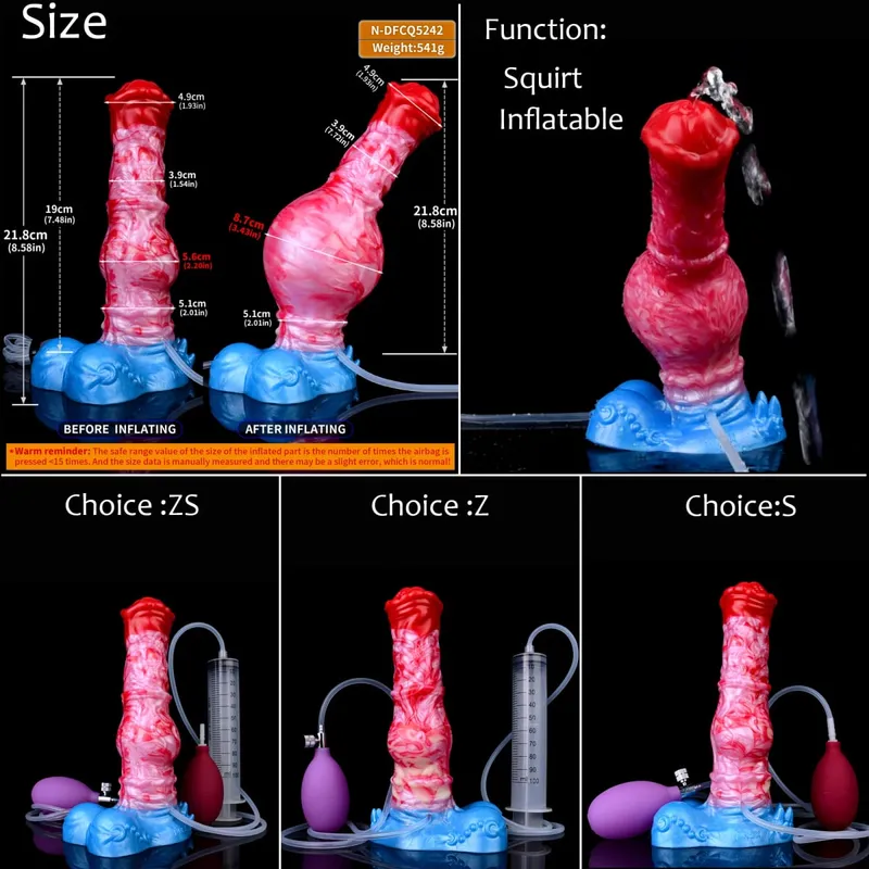Silicone gonfiabile eiaculazione nodo dildo circonferenza regolabile schizzi fantasia cavallo pene giocattoli adulti del sesso dilatatore anale