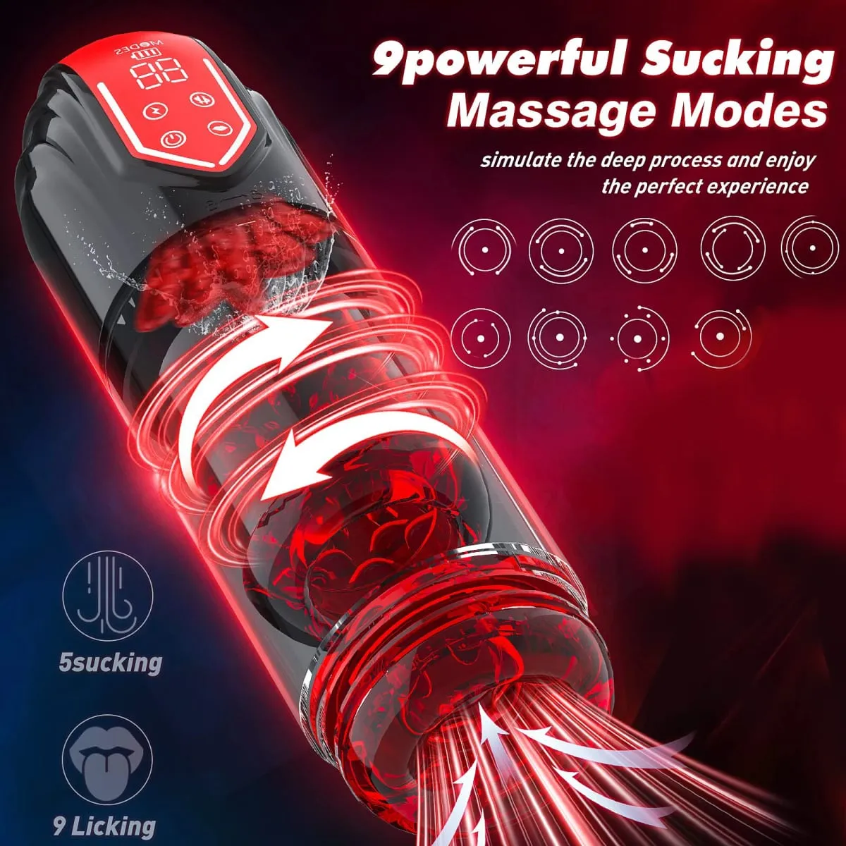 New LCD Automatic Sucking Licking Masturbator Cup 9 Thrusting Rotating Pocket Pussy Pumps & Enlargers Stroker Blowjob Penis Pump