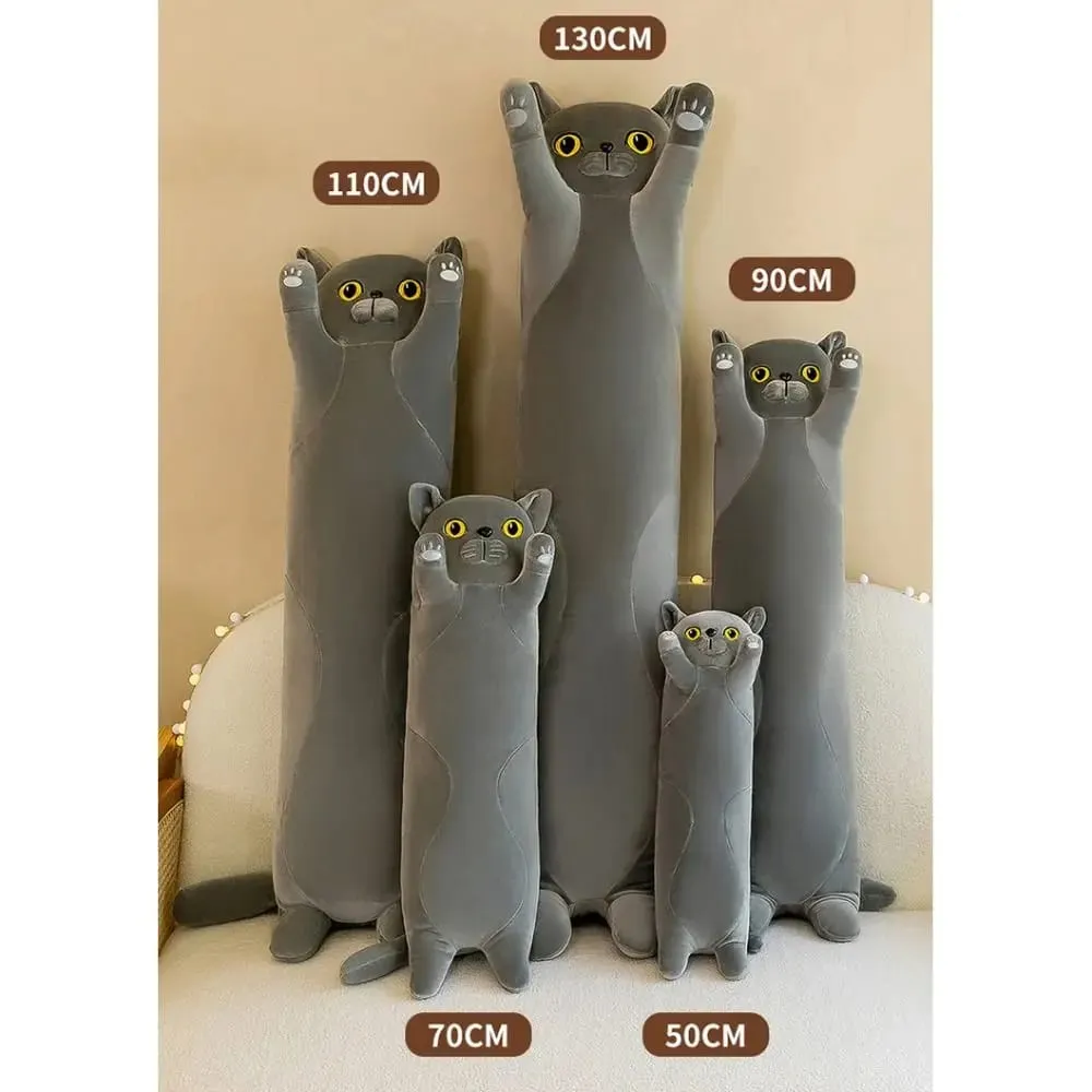 Bonito 50/70cm gato brinquedo de pelúcia longo adorável dormir travesseiro macio criativo pelúcia animal decoração para casa — image 5