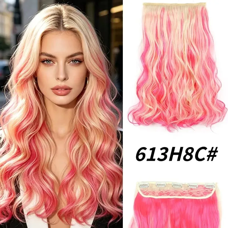 Synthetic 5 Clips in Hair Extensions Body wave Natural Hair Fake False Hair Piece Extentions For Women And Girl halloween wig — image 9