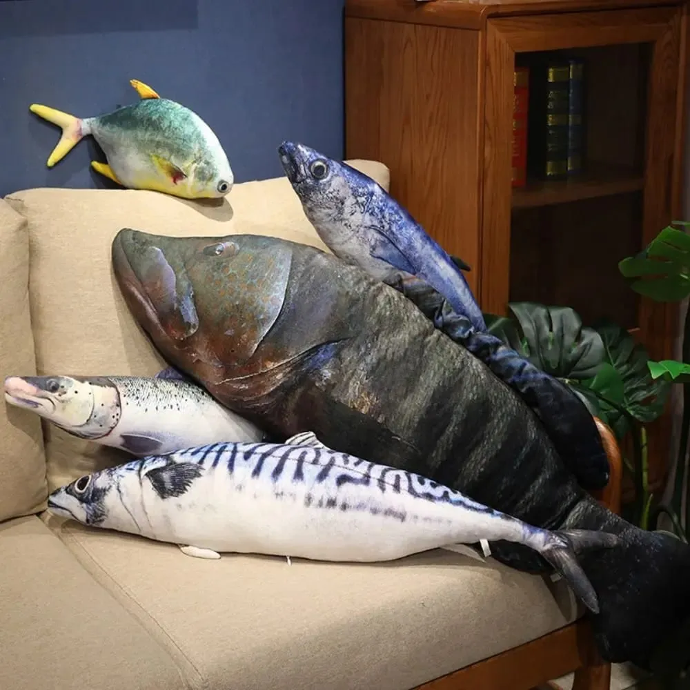 PP Cotton Simulation Sea Fish Stuffed Soft Sea Fish Stuffed Saury Salmon Fish Sleeping Pillow Girls Chrismas Gift — image 2