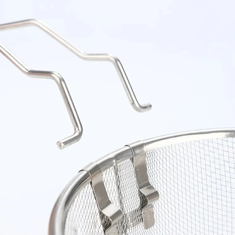 French Chip Frying Strainer Basket Stainless Steel Deep Fry Basket Kitchen Round Fryer Wire Mesh With Handle Wire Colander Nets