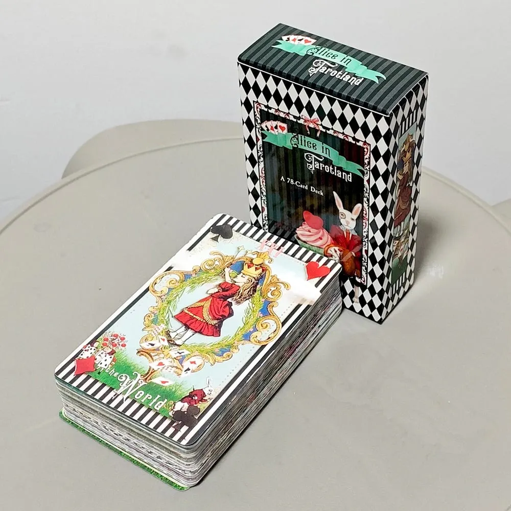 Alice sa Tarotland: Isang Kakatwang 78-Card na Paglalakbay sa Butas ng Kuneho – Classic Tarot Deck 10.3*6cm