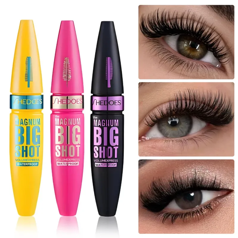 Big Shot Waterproof Mascara Volume Express Curling Lash Mascara Smudge-Proof Thick Black Eyelash Makeup For Fuller Lashes