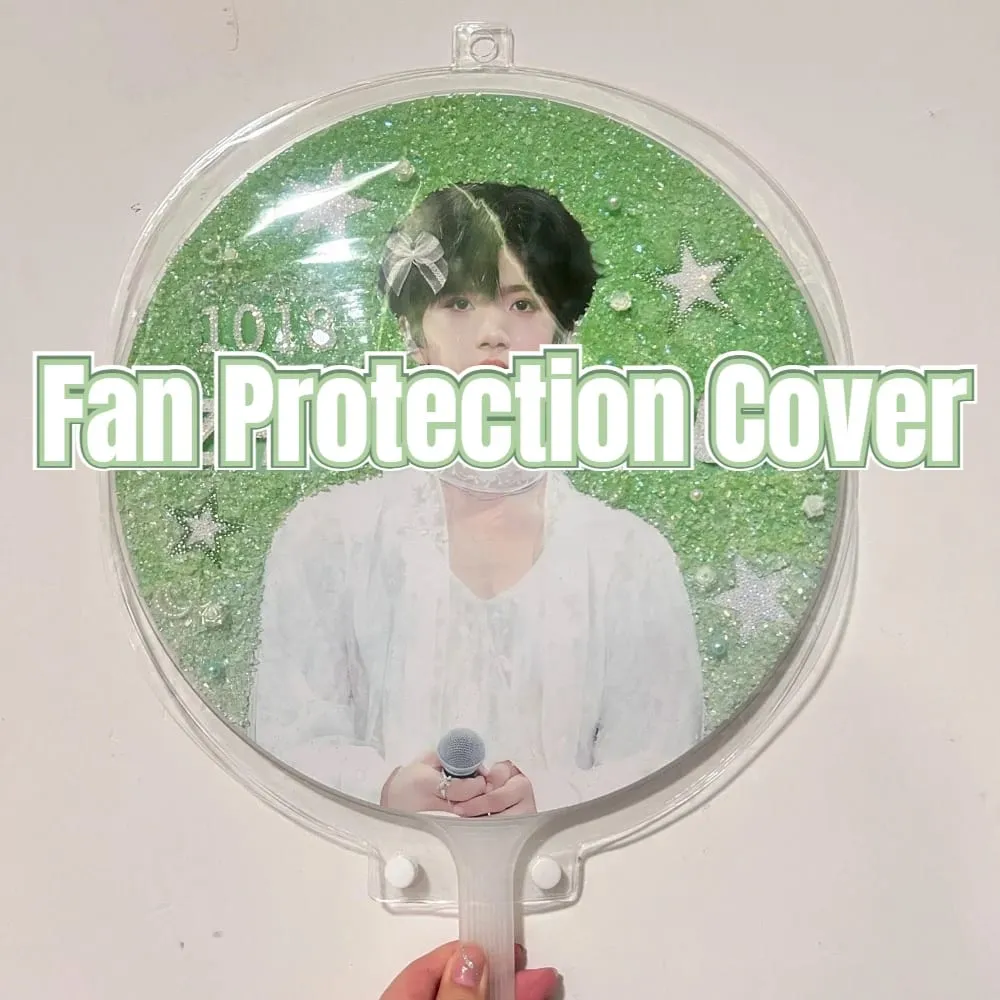 Transparent Thick Circular Heart-Shaped Idol Fan Protective Cover PVC Dust-Proof Kpop Hand Fan Sleeve Storage Bag — image 1
