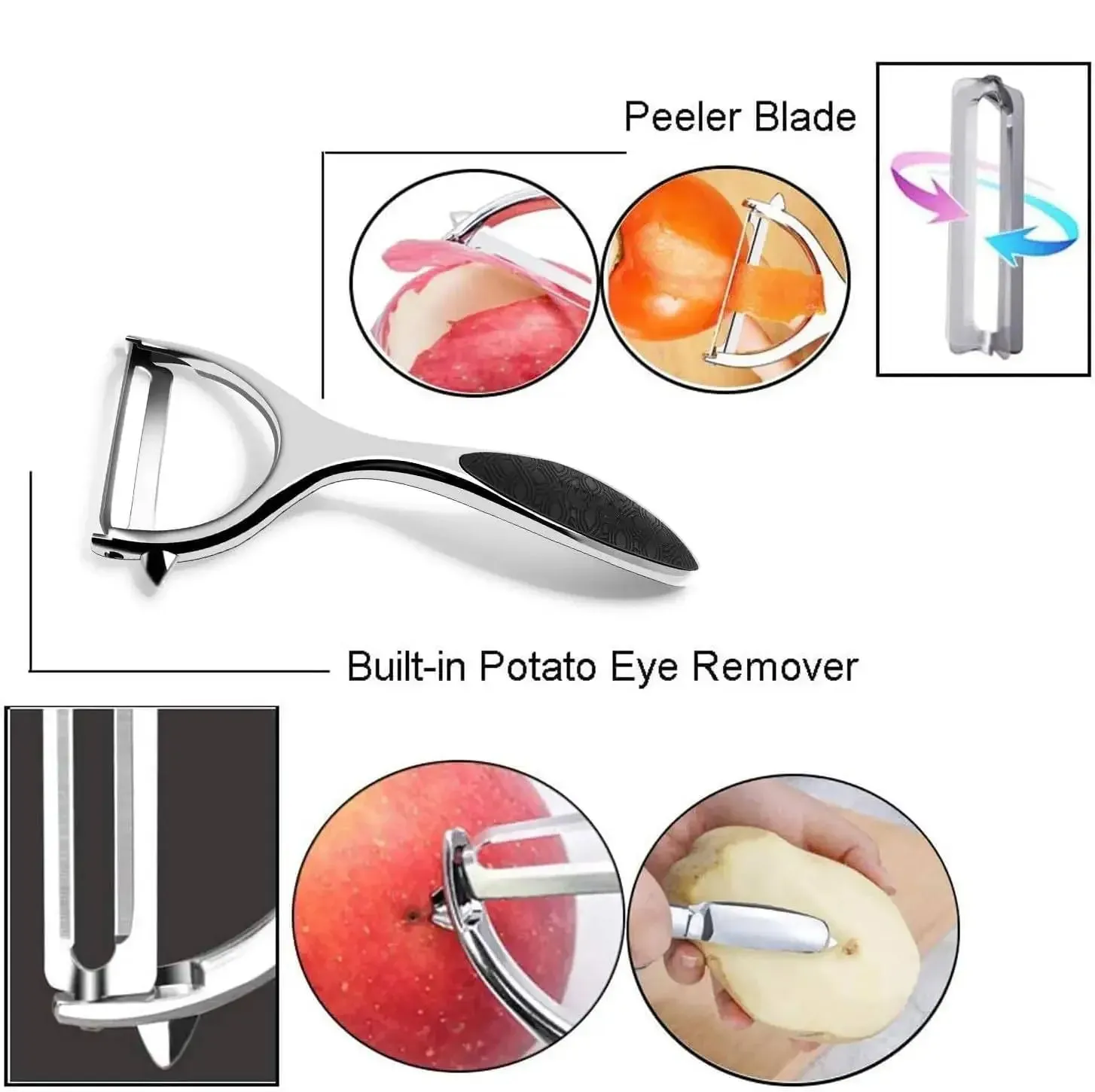 2pcs Vegetable Peeler Set Zinc Alloy Y Shaped I Shaped Peelers for Potatoes Carrots Apples Cucumbers Kitchen Food Prep Tool Use — image 8