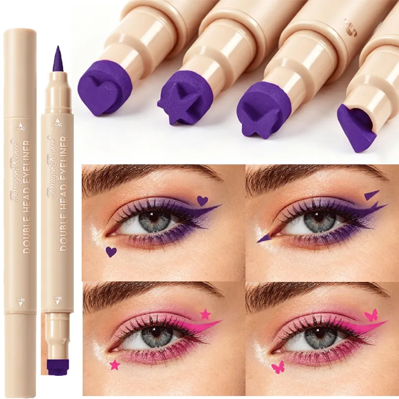 Colorful Liquid Stamp Eyeliner Red Star Heart Butterfly 2 in 1 Eye Liner Pencil Purple Pink Waterproof Eye Template Makeup Tool — image 3