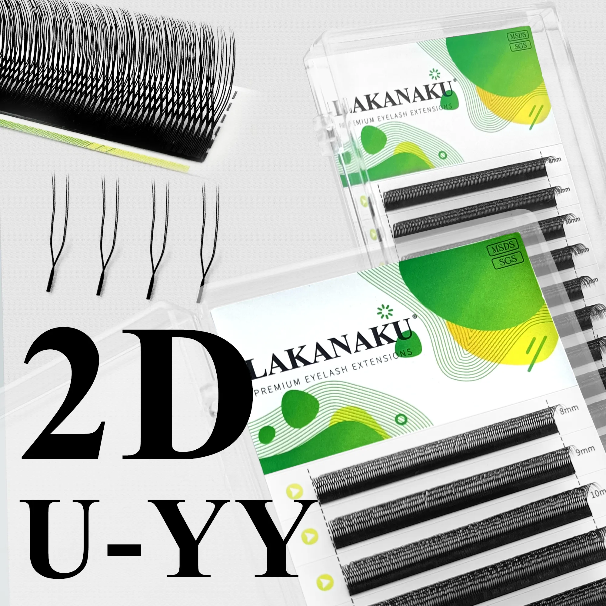 Dark Brown U Shape YY Lashes Brown Premade Eye Lashes Extensions Fio U 2D Clover Cilios — image 6