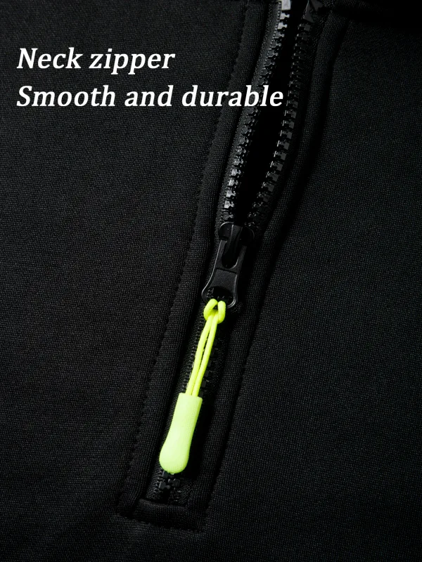 Men's Half Zip Hoodie With Personalized Spider Print Street Style Casual Sweatshirt Autumn And Winter Trendy Fitness Commute Top — image 3