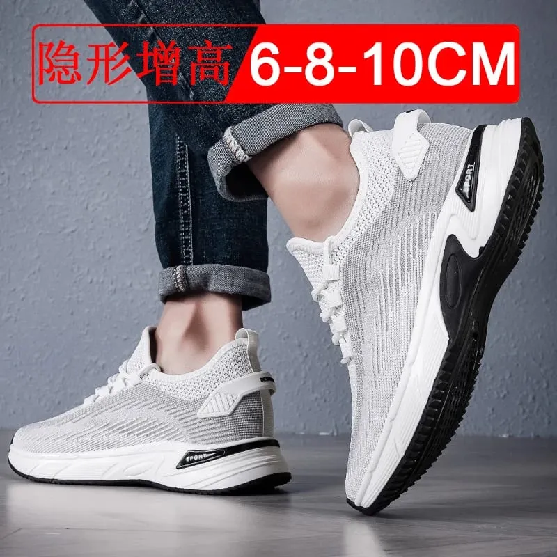 Elevator Shoes Invisible Heightening 8cm. Breathable Mesh Fabric Sports Shoes Heightening Inside for Men's Shoes Size 6cm