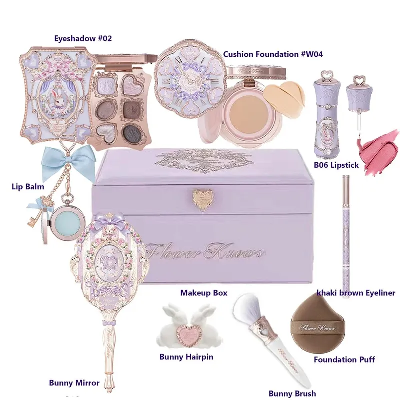Flower Know Shell Jewelry Set regalo tutto in uno Set trucco Ombretto professionale completo Blush Polvere cotta 10 pezzi Kit Flowerknows