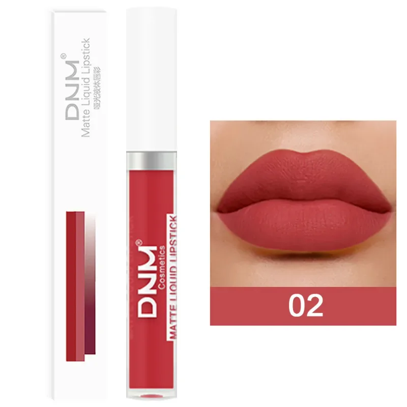 DNM 19 Färg Matt sammet flytande läppstift Vattenfast Håller Ej lätt att bleka Lipgloss Makeup Lila Röd Nude Lip Tint Kosmetika