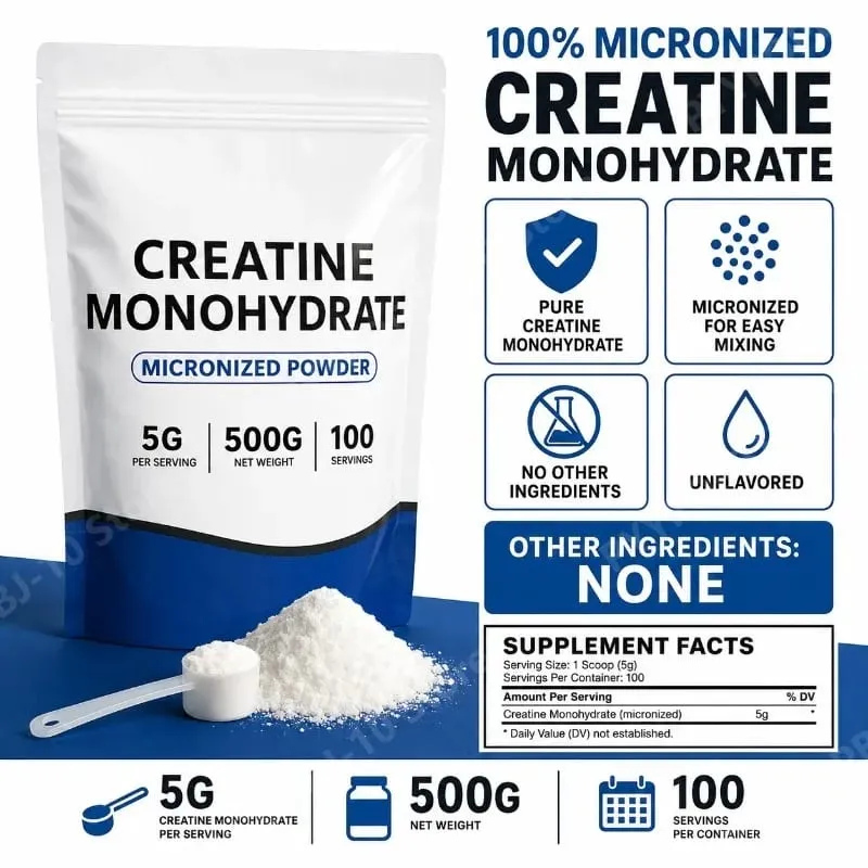 Creatine Monohydrate Micronized Powder Unflavored 5g 500g 100 Servings Third-Party Tested Performance Recovery Support GMO-Free — image 3