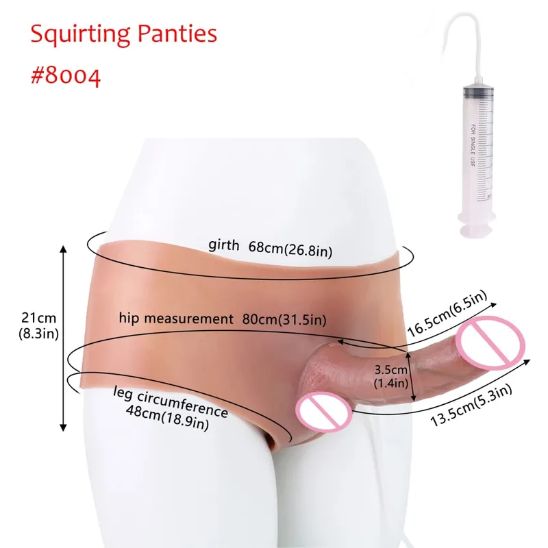 Black Nude Silicone Squirting Panties With Simulated Solid Penis Strapon Big Realistic Ejaculation Dildo Sex Toy For Women