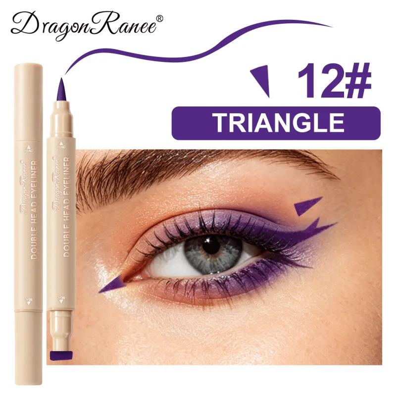 Double Head Eyeliner Stamp Waterproof Colorful Eyeliner With Heart/Star/Butterfly/Triangle Liquid Liner Seal Decorative Makeup