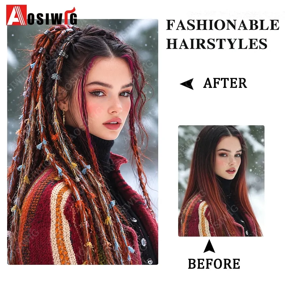 Colorful Rope Braided Hair Clip In Extensions Black Natural Hair Dreadlock Hair Pieces Bohemian Hair Accessories For Women Daily — image 7